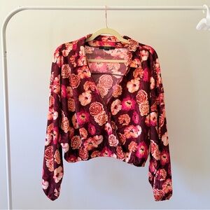 Forever 21 Burgundy Floral Blouse